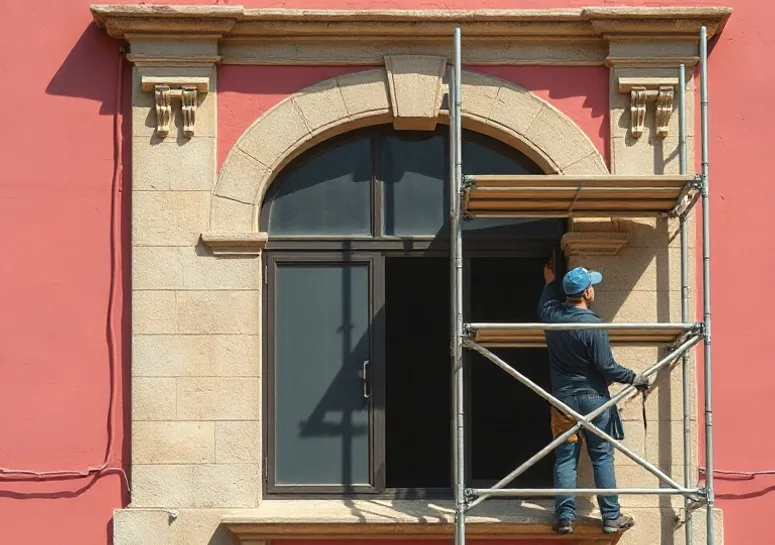 Ravalement de façade en pierre, nettoyage et application d'enduit